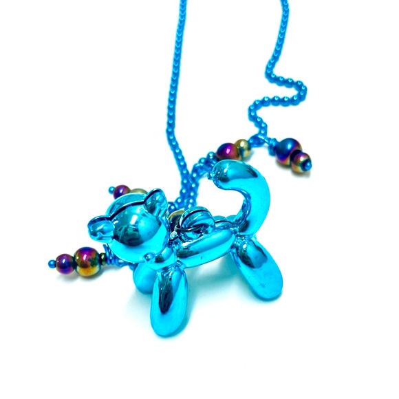 Aqua Blue Toyland Balloon Kitty Cat Necklace - Picture 2 of 7